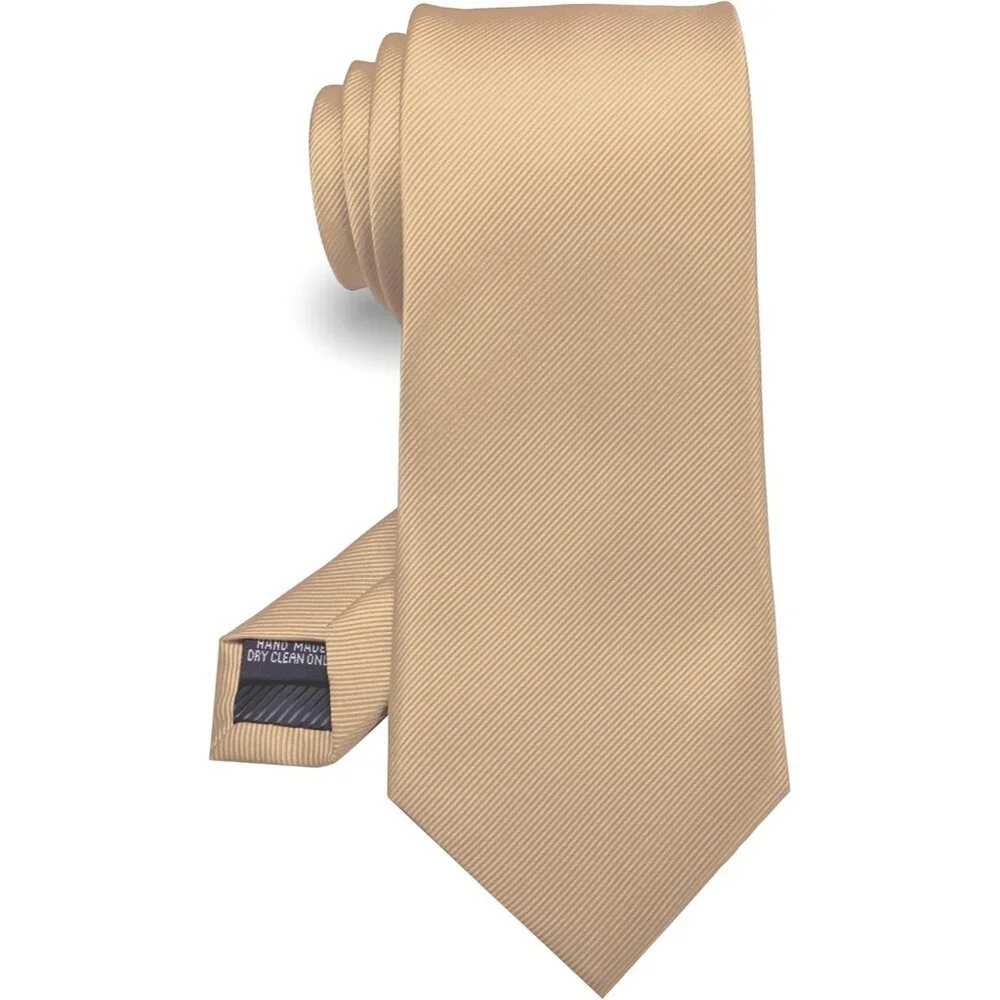 Men's Champagne Solid Colour Tie Formal Necktie Imported Silk Blend
